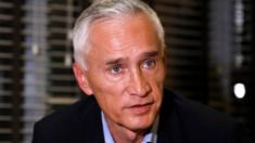 Jorge Ramos, anchor of Spanish-language U.S. television network Univision, talks to the media, after he and his team were released