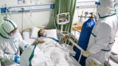 Patient in hospital bed in Wuhan