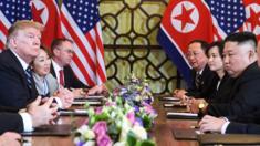 US President Donald Trump (L) and North Korea"s leader Kim Jong Un (R) hold a bilateral meeting during the second US-North Korea summit at the Sofitel Legend Metropole hotel in Hanoi on February 28, 2019