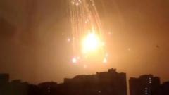 An explosion is seen in the sky over Kyiv