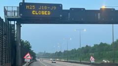 M25 closure in place as road work starts in Surrey