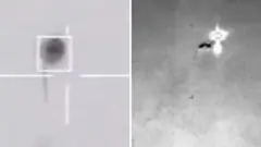 Left, a circular UAP. Right, a shining ball of light.
