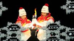 2022 Beijing Olympics - Opening Ceremony - National Stadium, Beijing, China - February 4, 2022. The Olympic torch is lit during the opening ceremony