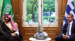 Veliaht Prens bin Salman ve Yunanistan Başbakanı Kiryakos Mitsotakis
