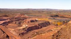 An iron ore mine at Newman in the outback Pilbara region of Western Australia
