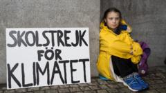 Greta Thunberg protesting outside the Swedish parliament building in August 2018