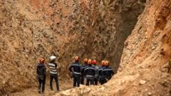 Moroccan emergency teams work to rescue five-year-old boy Rayan from a well shaft he fell into on 1 February