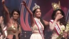 Celebrations on stage at the Mrs Sri Lanka beauty pageant