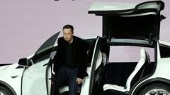 Tesla unveils Model X car with Falcon Wing doors - BBC News
