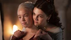 Milly Alcock as young Rhaenyra Targaryen and Emily Carey asyoung Alicent Hightower in House of Dragon