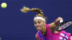 Petra Kvitova hits a return at the 2020 US Open