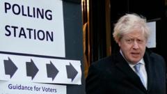 Boris Johnson outside a polling station