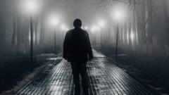 Man walking alone at night, file pic