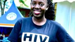 Martha Clara Nakato wearing a HIV awarness T-shirt