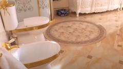 Gilded toilet and bidet in SK video
