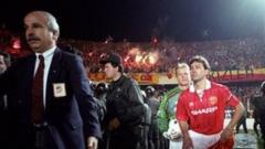 United's players emerge for kick-off at the Ali Sami Yen Stadium