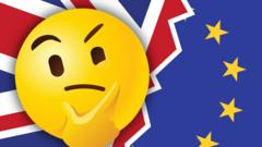 Thinking emoji with UK and EUY flags