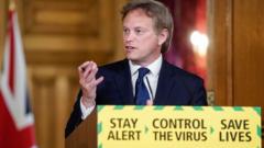 A handout image released by 10 Downing Street, shows Britain"s Transport Secretary Grant Shapps speaking during a remote press conference to update the nation on the COVID-19 pandemic, inside 10 Downing Street in central London on May 23, 2020.