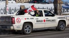 A convoy from Canada's oil and gas producing regions attend a protest on Parliament Hill in February