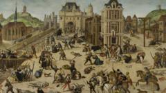 O Massacre de São Bartolomeu, tela de François Dubois, em domínio público