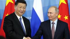 Xi and Putin shake hands in 2018