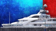 Graphic featuring a luxury yacht