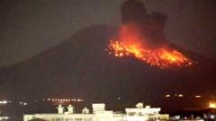 The Sakurajima volcano, on the island of Kyushu in Japan has started erupting.