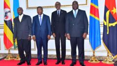 Yoweri Museveni, João Lourenço, Paul Kagame na Felix Tshisekedi baramaze guhura kenshi bavugana ibibazo hagati y'u Rwanda na Uganda