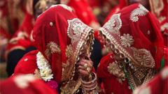 Muslims brides at a mass marriage ceremony organised by a charity in India