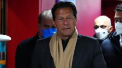 Imran Khan, Prime Minister of Pakistan arrives at the stadium during the Opening Ceremony of the Beijing 2022 Winter Olympics at the Beijing National Stadium on February 04, 2022 in Beijing, China