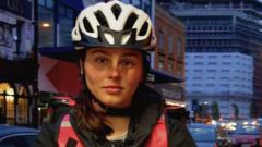 Виктория на велосипеде перед вечерней сменой