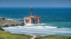 An oil rig has run aground in Scotland