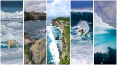 Image shows pictures of each of the world's oceans