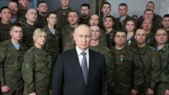 President Putin surrounded by troops during his New Year's address