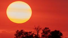 A picture of a blazing sun over California