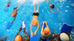 Children from Lambeth Borough, London, during a swimming lesson