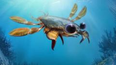 Crab swimming in sea in artist illustration