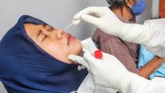 Indonesian woman getting swab test