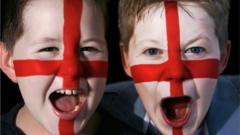 boys with St George's flag face painted