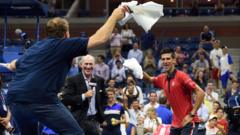 Novak Djokovic dances with fan