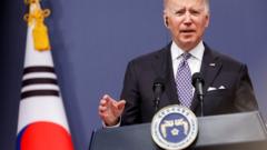 US President Joe Biden at a news conference in South Korea