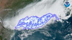 Satellite imagery of the lightning strike from the National Oceanic and Atmospheric Administration
