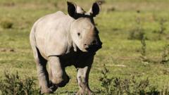 Baby rhino running