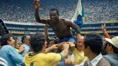 Pele after winning a third World Cup with Brazil in 1970