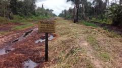 Oil spill site for Odau community