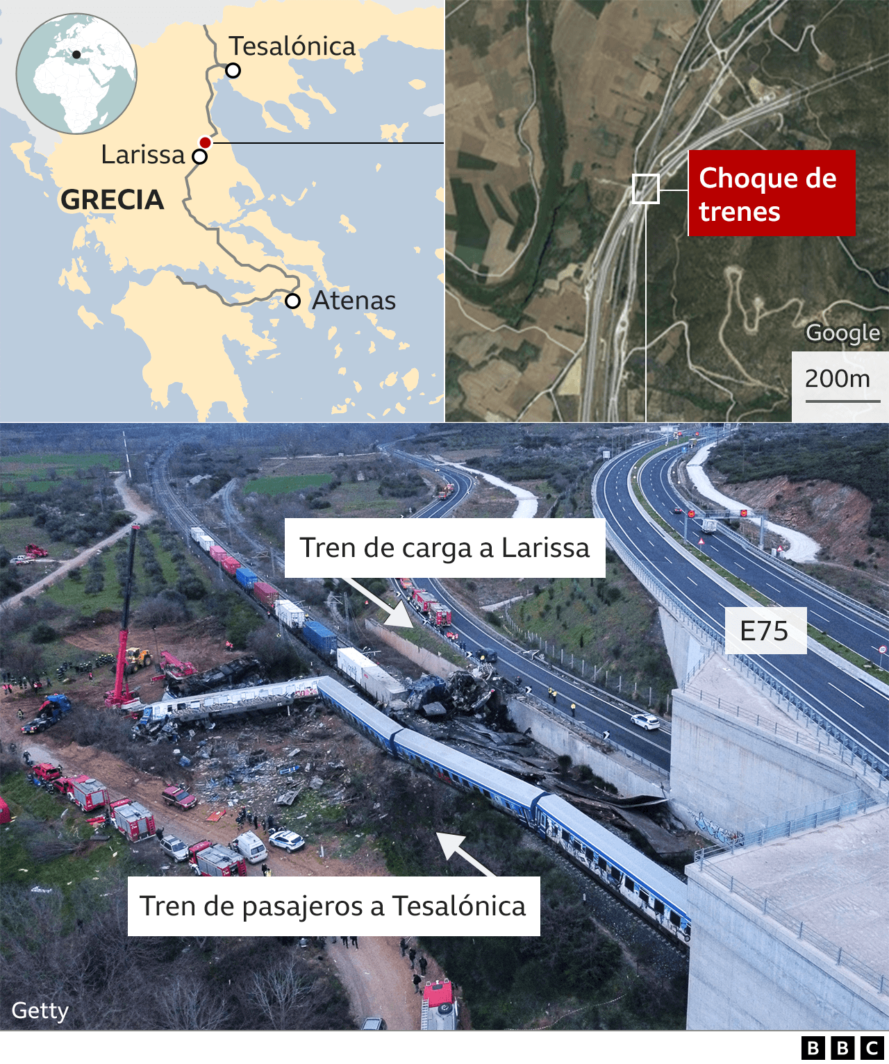 Noticias Chihuahua PAUSA.MX Suman 36 muertos por choque de trenes en Grecia; así quedó la zona del desastre Mapa