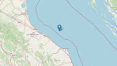 Italy's seismological institute located the earthquake off Pesaro on the Adriatic coast