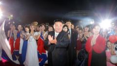 조선민주주의인민공화국 건국 74주년 기념행사에 참석한 김정은 국무위원장