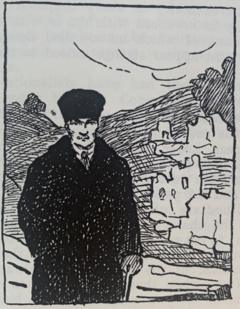 Kitapta yer alan ve Mustafa Kemal'i Çankaya'da yürürken gösteren bir çizim