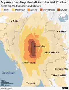 The map shows the epicenter of the earthquake